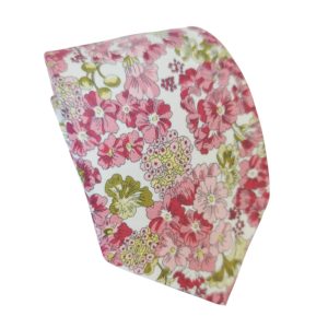 corbata algodon flores rosadas