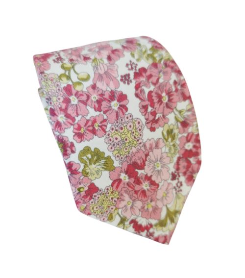 corbata algodon flores rosadas