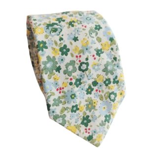 corbata algodon flores verdes