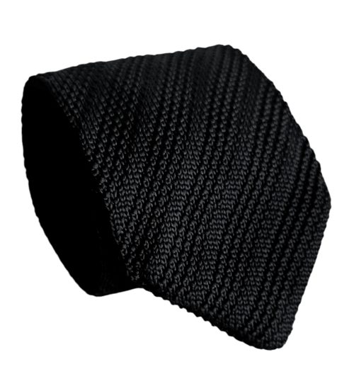 corbata tejida negra en punta
