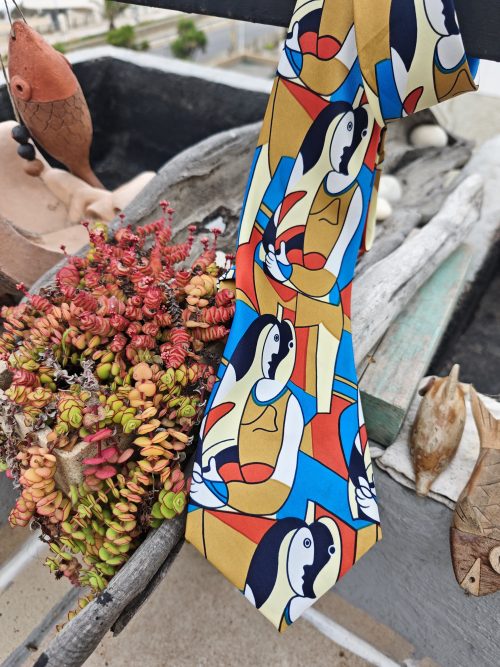 corbata vintage pintada tipo Dalí