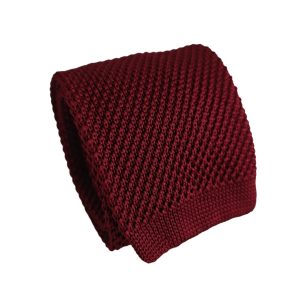 corbata tejida punta recta burdeo