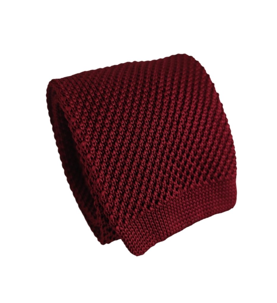 corbata tejida punta recta burdeo
