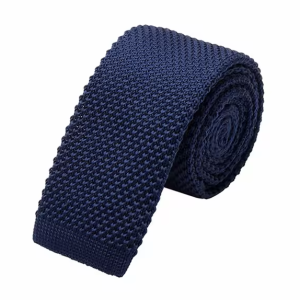 corbata tejida azul marino punta recta
