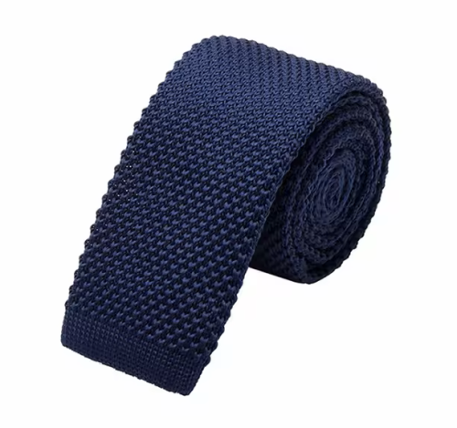 corbata tejida azul marino punta recta