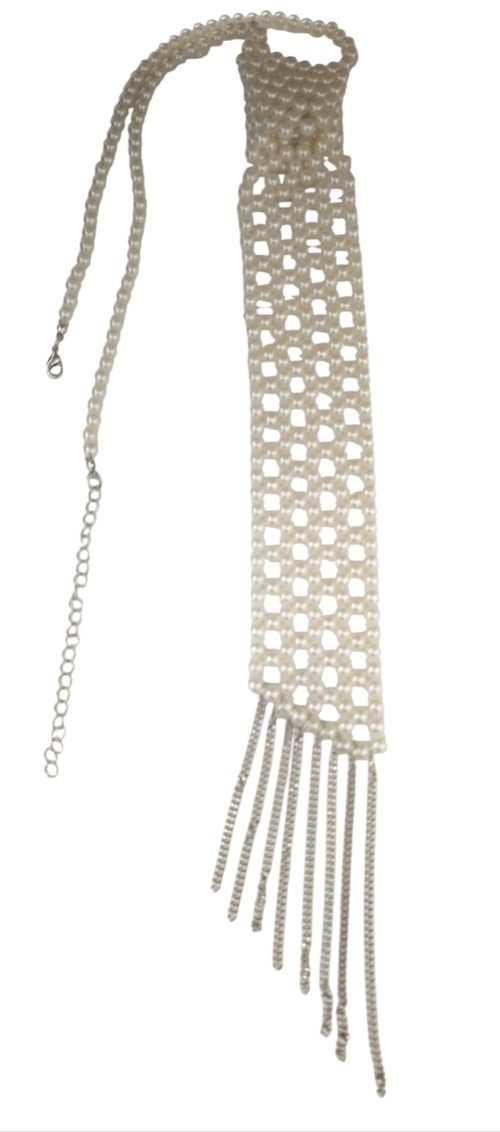 collar perlas flecos estirada