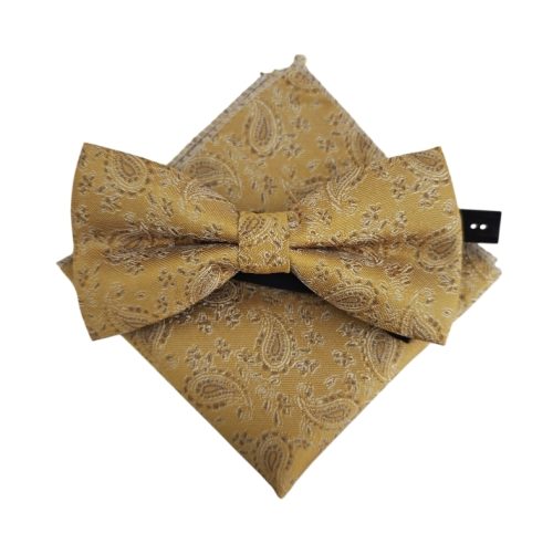 corbatin y pañuelo tejido amarillo ocre