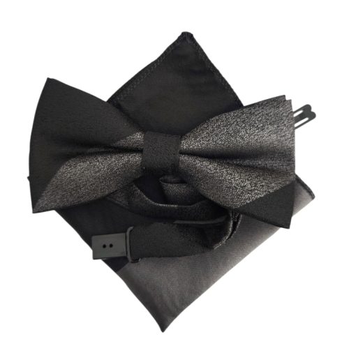 corbatin y pañuelo armado gris negro