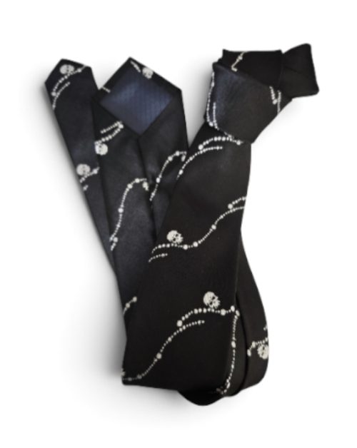 corbata hombre de seda negra tejida diseño punk rockero calaveras