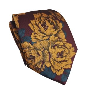 corbata burdeo tejida flores barroco