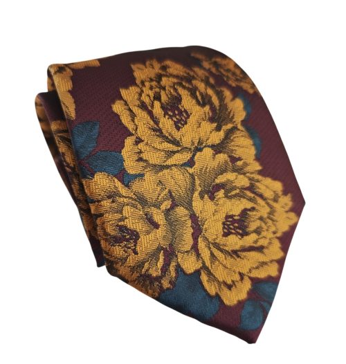 corbata burdeo tejida flores barroco