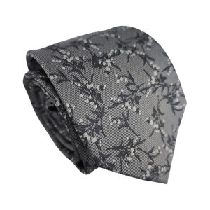 corbata floral gris