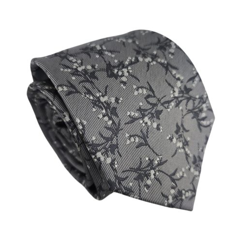 corbata floral gris