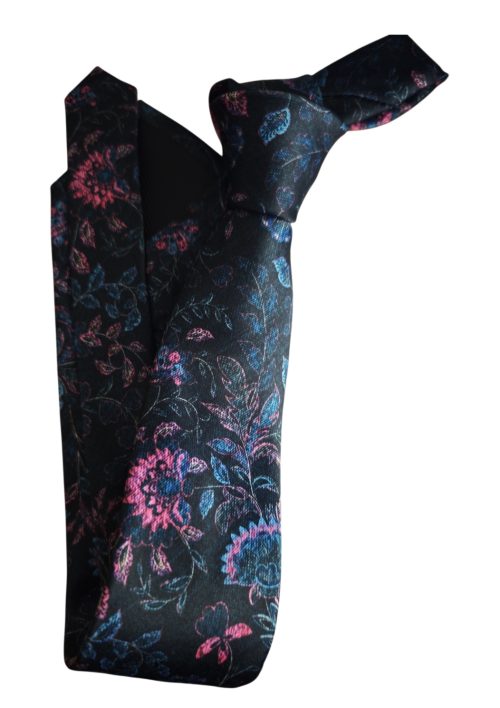 corbata azul marino estampado vintage floral