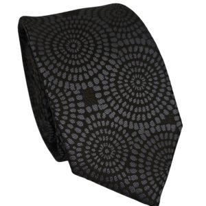 corbata delgada negra tejida circulos