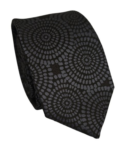 corbata delgada negra tejida circulos
