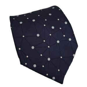 corbata azul marino tejida lunares y lineas tipo constelaciones