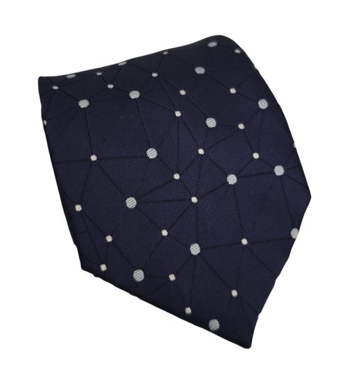 corbata azul marino tejida lunares y lineas tipo constelaciones