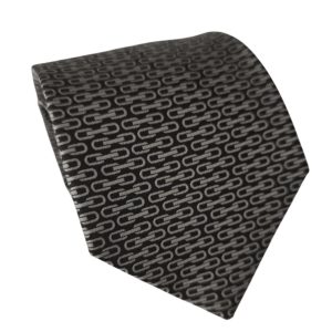 corbata poliéster negro tejida cadenas gris