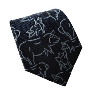 corbata azul marino tejida cerditos